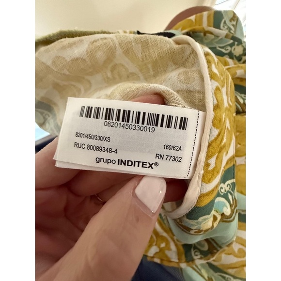 Zara Mustard Yellow Gold Teal Baroque Patterned Trousers size XS - Picture 9 of 11